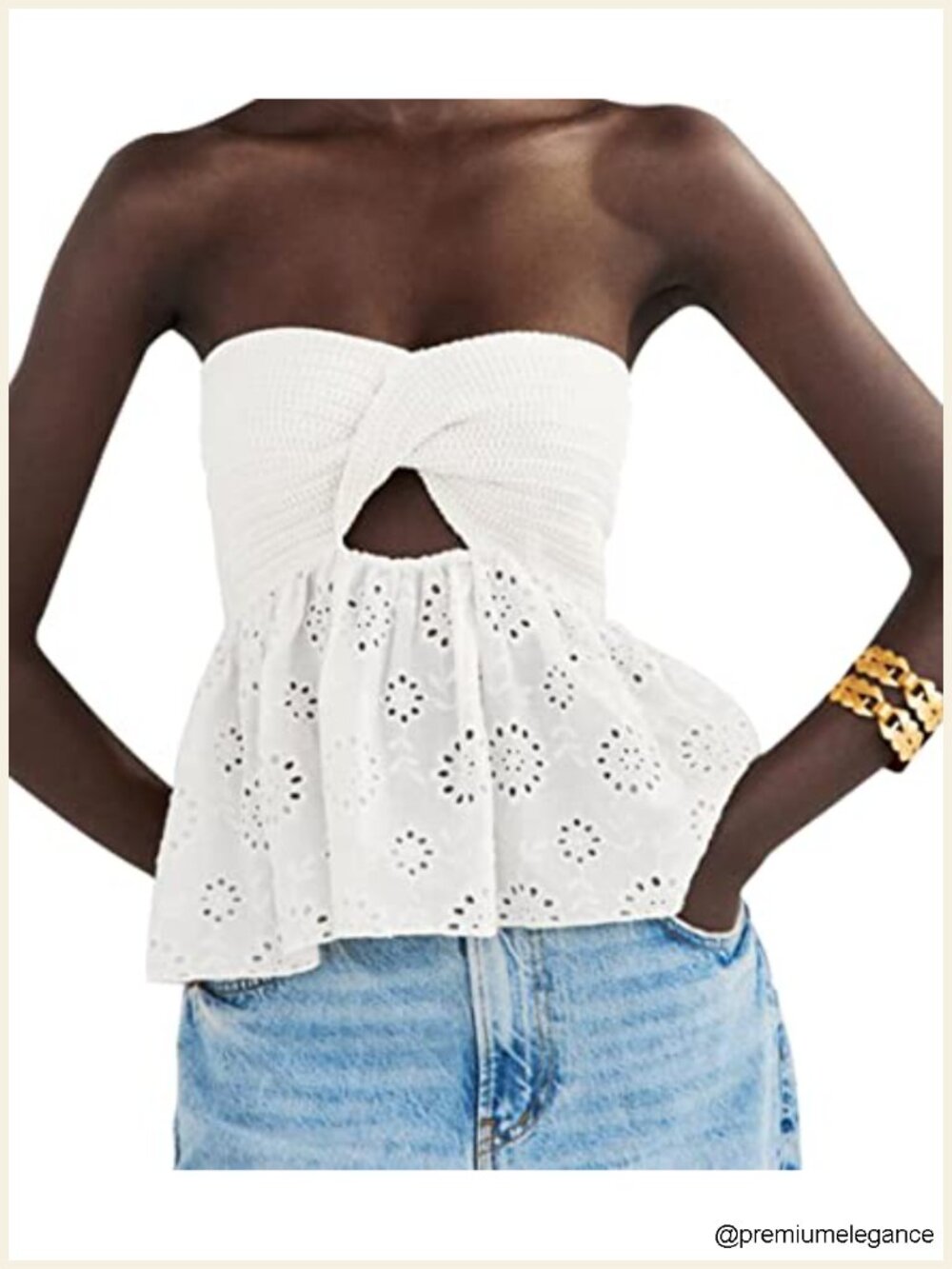 Women's Twist Knot Knit Bandeau Tube Top Strapless Off Shoulder Backless Crop